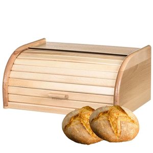 Contenitore per il Pane in Legno di Faggio 39x25x18 Cm con Coperchio Avvolgibile e Apertura Frontale - Product Image 1