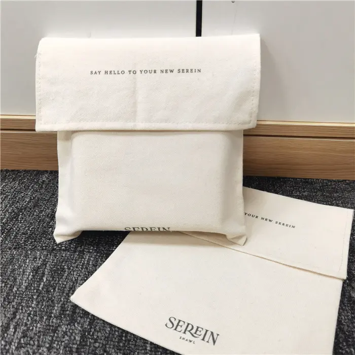 Wholesale Cotton Envelope Pouch Clothing Packaging Flap Cotton Envelop Handbag Shoes Dust Bag With Logo Custom