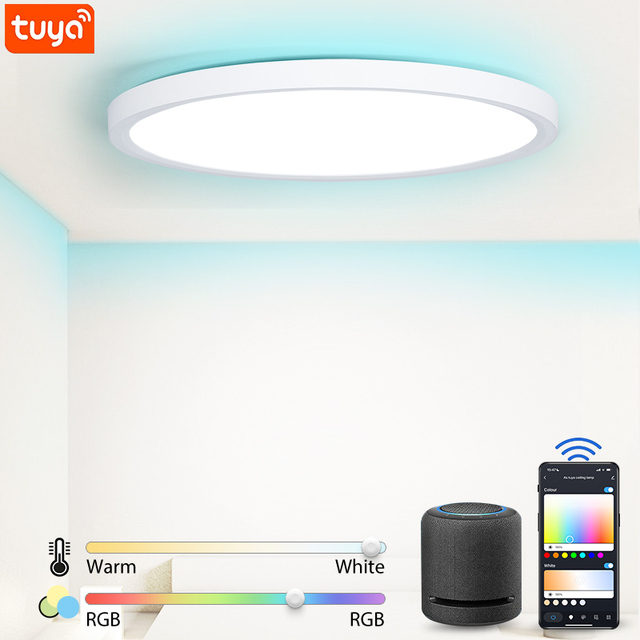TUYA 30CM 24W Smart LED Ceiling Light Wifi & BT Home Lighting RGB CCT Dimmable Backlight Works Alexa Google Assistant Easy DIY