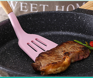 Dụng Cụ Nhà Bếp Gia Đình Bằng <span class=keywords><strong>Silicone</strong></span> Với Tay Cầm Bằng Gỗ Muỗng Súp Muôi Spaghetti Rãnh Turner Basting Brush Dụng Cụ Nấu Ăn - Product Image 6