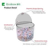 ECOBOX Petits contenants ronds en plastique de qualité alimentaire pour noix, bonbons et friandises, pour présentation murale
