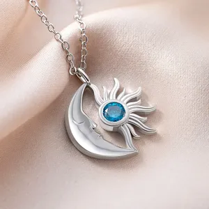 <span class=keywords><strong>Collana</strong></span> Personalizzata <span class=keywords><strong>con</strong></span> <span class=keywords><strong>Ciondolo</strong></span> <span class=keywords><strong>Luna</strong></span> <span class=keywords><strong>e</strong></span> <span class=keywords><strong>Sole</strong></span>, <span class=keywords><strong>con</strong></span> Pietra Portafortuna, Placcata in Oro 18k, Gioielli da Donna, <span class=keywords><strong>Collana</strong></span> <span class=keywords><strong>Sole</strong></span> Personalizzata - Product Image 2