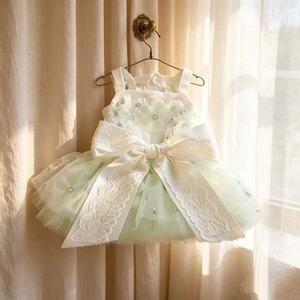 Pet <b>Clothes</b> Dog <b>Cat</b> Spring Summer Lace Dress Green Elf Princess Cut Breathable Skirt - Product Image 2