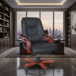 Silla de Oficina Ejecutiva Giratoria de Cuero de Lujo Sinonis, Silla Ergonómica de Respaldo Alto con Reposabrazos Acolchados para Muebles de Oficina - Product Image 1