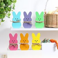 6 décorations de Pâques en bois en forme de lapin, idéales pour la maison, les étagères, les cheminées, les tables, les rebords de fenêtre et les fêtes de printemps