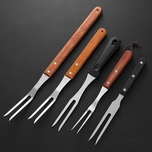 Thịt nướng ngoài trời công cụ thép không gỉ thịt ngã ba tay cầm bằng gỗ cho đảng nhà bếp cắm trại du lịch - Product Image 4