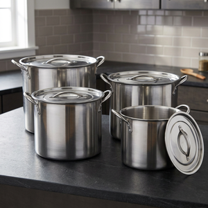 4-Piece Stainless Steel Stockpot Set with Dome Lid Multi-Layer Base & Oven Safe - Product Image 2