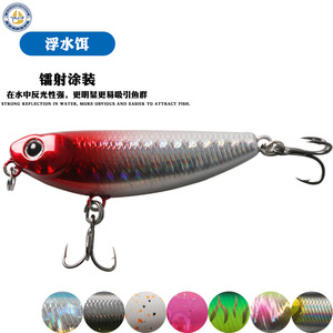 Minnow Lure Topwater Bait <b>Floating</b> Surface <b>Fishing</b> Lure For Bass Hard Bait With Treble Hooks White Orange Black Speckled Pattern - Product Image 3