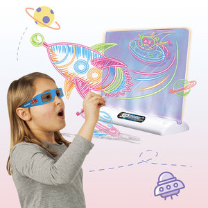 Tableau de dessin fluorescent effaçable 3D magique pour enfants avec lunettes, version mini dinosaure - Product Image 2