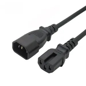 Heavy-duty power cord supports up to 250V 10A 16AWG(1.5mm) Computer Power Extension Cord 15A, C14 to C15
