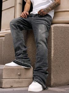 <span class=keywords><strong>Jeans</strong></span> Denim Personalizzati OEM a Gamba Dritta con Effetto Svasato per <span class=keywords><strong>Uomo</strong></span>, Pantaloni Elasticizzati Lavati per Vendita all'Ingrosso - Product Image 5