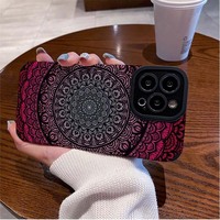 Étui de téléphone portable en cuir artificiel TPU avec impression de fleurs nationales colorées pour Iphone 8 X Xr Xs 11 12 13 14 15 16 17 Pro Max