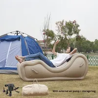 Chaise longue gonflable automatique moderne en forme de S, en PVC floqué, portable, pour salon et intérieur/extérieur, canapé paresseux