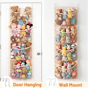 Over The Door Stuffed Animal Storage Cotton Toy Organizer 4 Pockets Beige For <b>Kids</b> Room - Product Image 5