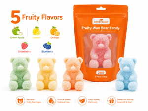 Bonbons en cire 3D en forme d'ours rose, 200g, pièce géante, fourrés au jus de fruits, friandises moelleuses, cadeau - Product Image 5