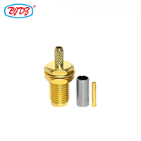 Precio de fábrica 50 Ohm SMA Hembra Jack Bulkhead Crimp para RG174 RG316 LMR100 Cable de BJR-100 de 21, Conector coaxial RF