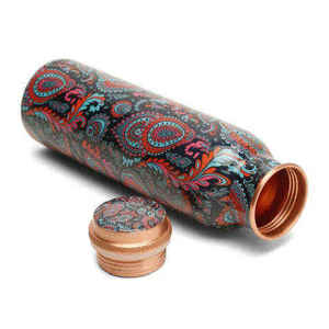 Hammered Design Pure <b>Copper</b> <b>Water</b> <b>Bottle</b> with Lid Double Wall Large Capacity-Stylish Home & Hotel Use Drinkware - Product Image 2