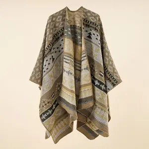 Écharpe en laine de cachemire d'hiver à bas prix, châle pashmina ponchos 165x140cm, pull ouvert en acrylique de haute qualité