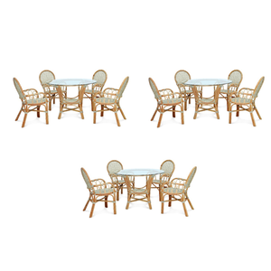 Ensemble de salle à manger ALBANY BISTRO de style antique fait à la main Table ronde en rotin d'Indonésie pour meubles de maison ou salle à manger - Product Image 3