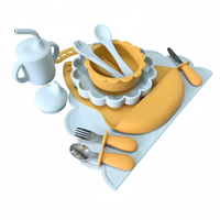 Ensemble repas en silicone pour tout-petits, kit d'alimentation pour bébés, vaisselle d'apprentissage pour enfants, cadeau repas, ustensiles pour la première étape de l'alimentation solide
