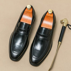 Chaussures habillées élégantes pour hommes en cuir véritable, lacets, chaussures de cérémonie, chaussures Oxford - Product Image 3