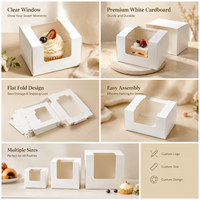 Boîte à gâteaux personnalisée de luxe, recyclable, avec revêtement UV transparent, pour gâteaux de 4 à 10 pouces, boîte à pain, boîte à cupcakes, boîte à en-cas, vente en gros