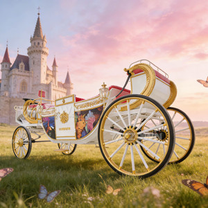 Calèche royale dorée pour mariage, calèche royale électrique sans toit à vendre, calèches de mariage. - Product Image 2