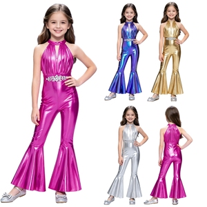 Falda de Baile Metálica con Corte de Campana para Niñas de 6 a 16 Años, Mono de una Pieza para Prácticas de Baile de Salón, Jazz, Actuaciones y Concursos - Product Image 1