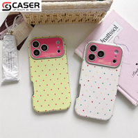 Coque de téléphone haut de gamme en PU imperméable au toucher doux, motif à pois, style mignon avec grande fenêtre, pour iPhone 18 Pro/18 Pro Max/17/16/15/14