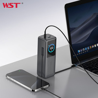 Powerbank WST dengan Kabel Pengisi Daya Terintegrasi, Layar LED, Pengisian Cepat PD 100W dan 140W, Kapasitas Tinggi 30000mAh untuk Laptop