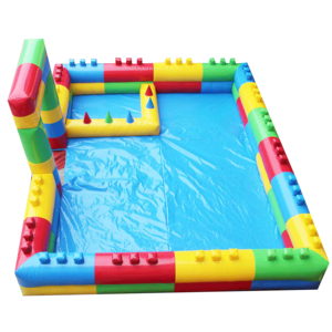 Structure gonflable aquatique à thème blocs de construction, château gonflable, aire de <span class=keywords><strong>jeux</strong></span>, clôture, piscine de jeu, aire de <span class=keywords><strong>jeux</strong></span> active extérieure pour enfants - Product Image 1