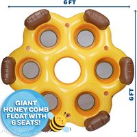 6-Personen PVC Aufblasbare 6x6FT Waben-Poolliege Strand- & See-Luftmatratze mit Rückenlehnen und Getränkehaltern