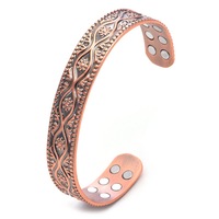 Bracelet ajustable magnétique en cuivre plaqué or rose, motif fleur de prunier sculptée, style rétro, pour femmes et hommes