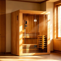 Cabine de sauna infrarouge lointain individuelle d'intérieur en bois de pruche pour la rééducation corporelle et la relaxation à domicile