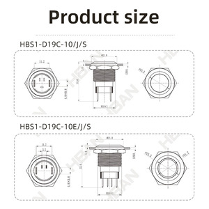 مفتاح زر ضغط مقعر 19 لحظة سطح مقعر معدني مفتوح عادة مفتاح زر تحكم روبوت Spdt من الفولاذ المقاوم للصدأ - Product Image 3