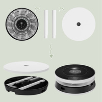 Ventilateur sur pied télescopique pliable, sans fil, portable, rechargeable, à piles, 2200 mAh, oscillant, avec télécommande