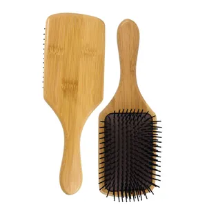 Bamboo Paddle Massaging Hair Brushes Personalized Magic Wholesale Natural Customized Logo Nylon White and Rose Gold Paddle Brush