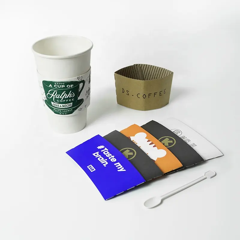 Heiße Pappbecher hülle hitze beständig, kunden spezifische Kaffeetasse hülle aus Papier mit Logo, Einweg-Kaffee papier becher hülle