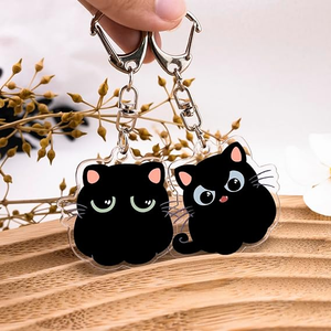 พวงกุญแจอะคริลิคน้ำหนักเบา กันน้ำ ลายแมวน้อยสีดำสุดน่ารัก ชุด 5 ชิ้น - ของขวัญแปลกใหม่สำหรับคนรักแมวในวันฮาโลวีน - Product Image 2