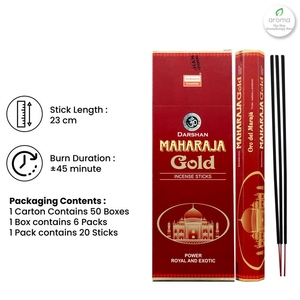 ธูปหอมอินเดียพรีเมียม ฮีกซ่า ดาร์ชาน มหาราชา โกลด์ กลิ่นหอมติดทนนาน สำหรับการทำสมาธิทางจิตวิญญาณ - Product Image 2