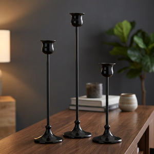 <b>Black</b> Iron Handmade Luxury Taper Candle Holder Set Vintage <b>Candlestick</b> Stands Decorative Centerpiece for Wedding Home Decor - Product Image 5