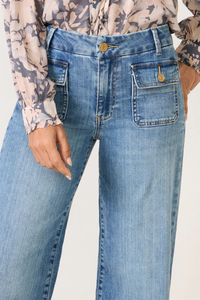 Jean en denim coupe ample taille mi-haute à jambe large - Style streetwear décontracté, lavable, toutes saisons - Product Image 4