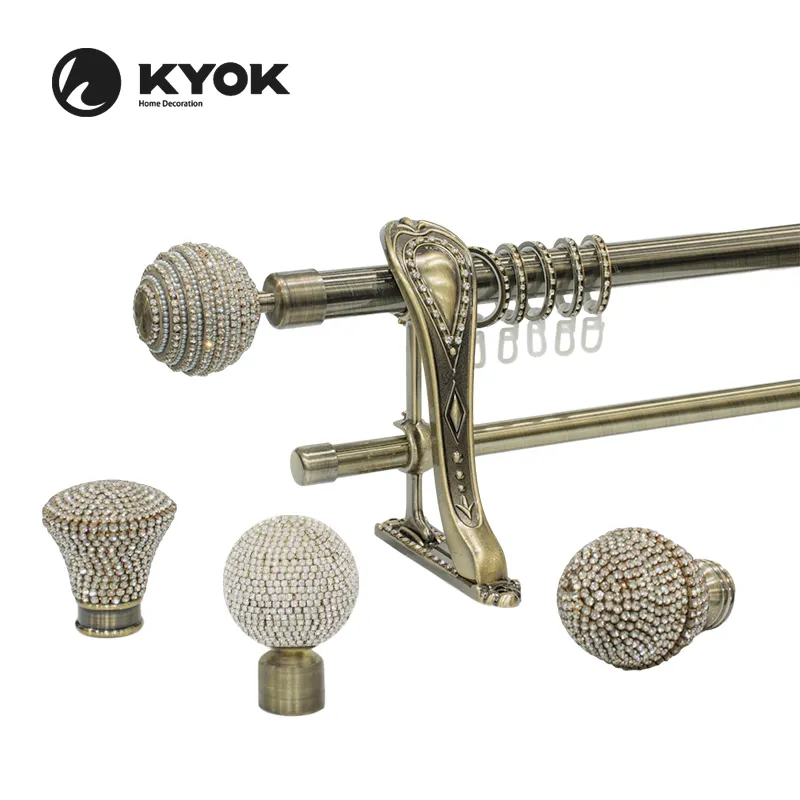 KYOK Fashionable design Ball Shaped Anti brass curtain rod accessories head fnials for living room