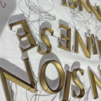 Enseignes métalliques 3D personnalisées en bronze jaune, en relief et rétroéclairées, pour numéros de porte numériques, immobilier et panneaux d'hôtel