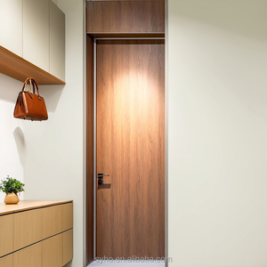 Minimalisme italien sur mesure Super haute <span class=keywords><strong>porte</strong></span> à travers le dessus en alliage d'aluminium grain de <span class=keywords><strong>bois</strong></span> <span class=keywords><strong>Imitation</strong></span> <span class=keywords><strong>porte</strong></span> intérieure augmenter la hauteur - Product Image 4