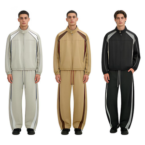 Ensemble de survêtement vintage pour <span class=keywords><strong>homme</strong></span>, style américain, veste et pantalon <span class=keywords><strong>large</strong></span>, survêtements pour <span class=keywords><strong>homme</strong></span> - Product Image 3