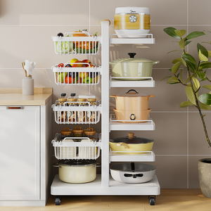 Organizador de Ollas de Hierro <span class=keywords><strong>con</strong></span> <span class=keywords><strong>Ruedas</strong></span> para el Hogar, Cesta de Almacenamiento de Frutas <span class=keywords><strong>con</strong></span> 5 Compartimentos, Escurridor, Estante de Secado, Ecológico, Desmontable - Product Image 1