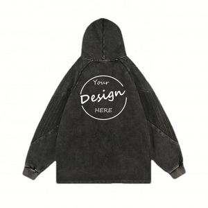 Custom Logo OEM Oversize Washed Solid Winter Hoodie Fashion Streetwear Blank Silk Screen Printing Binding <b>Pullover</b> 370gsm <b>Mens</b> - Product Image 6