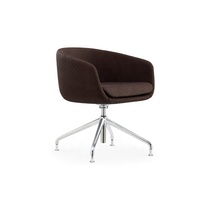 Fauteuil pivotant de direction en PU texturé marron foncé avec base étoile à quatre pieds en aluminium poli
