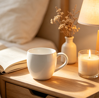 Ensemble de 4 tasses à café en grès blanc écologique de 16 oz, forme ventrue moderne, personnalisable avec logo, pour la vente en gros